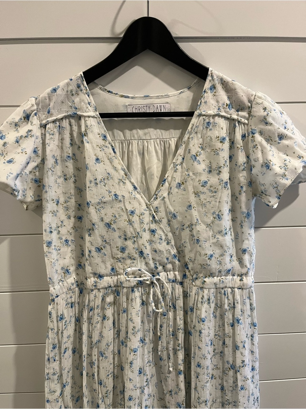 Christy Dawn Blue Floral Wrap Midi Dress Medium - Picture 3 of 14